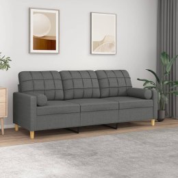 3-OSOBOWA SOFA Z PODUSZKAMI CIEMNOSZARA 180CM TKANINA