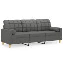 3-OSOBOWA SOFA Z PODUSZKAMI CIEMNOSZARA 180CM TKANINA