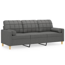 3-OSOBOWA SOFA Z PODUSZKAMI CIEMNOSZARA 180CM TKANINA