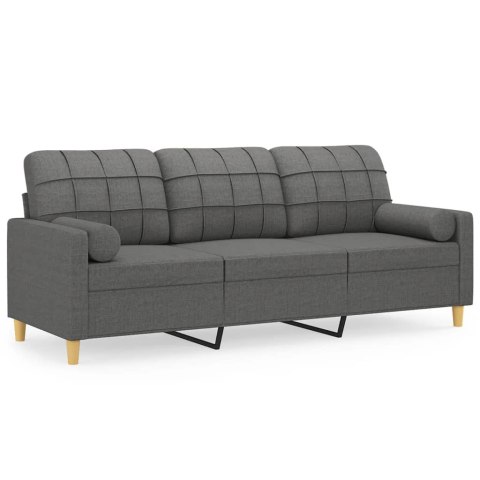 3-OSOBOWA SOFA Z PODUSZKAMI CIEMNOSZARA 180CM TKANINA