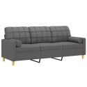 3-OSOBOWA SOFA Z PODUSZKAMI CIEMNOSZARA 180CM TKANINA