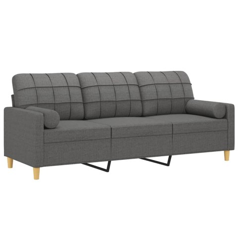 3-OSOBOWA SOFA Z PODUSZKAMI CIEMNOSZARA 180CM TKANINA
