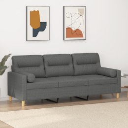 3-OSOBOWA SOFA Z PODUSZKAMI CIEMNOSZARA 180CM TKANINA