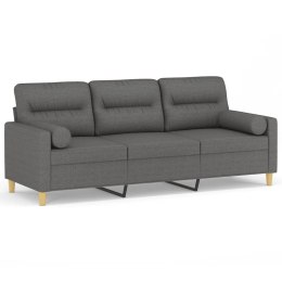 3-OSOBOWA SOFA Z PODUSZKAMI CIEMNOSZARA 180CM TKANINA