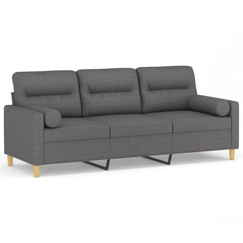 3-OSOBOWA SOFA Z PODUSZKAMI CIEMNOSZARA 180CM TKANINA