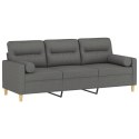 3-OSOBOWA SOFA Z PODUSZKAMI CIEMNOSZARA 180CM TKANINA