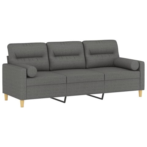3-OSOBOWA SOFA Z PODUSZKAMI CIEMNOSZARA 180CM TKANINA