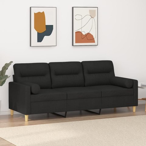 3-OSOBOWA SOFA Z PODUSZKAMI CZARNA 180CM TKANINA