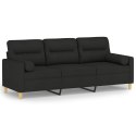 3-OSOBOWA SOFA Z PODUSZKAMI CZARNA 180CM TKANINA