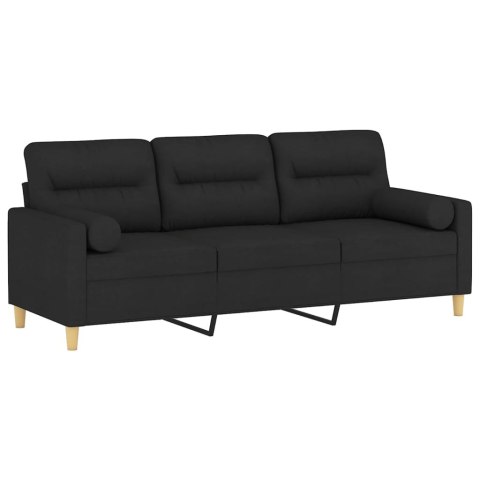 3-OSOBOWA SOFA Z PODUSZKAMI CZARNA 180CM TKANINA