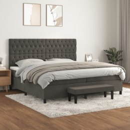 ŁÓŻKO KONTYNENTALNE Z MATERACEM CIEMNOSZARY AKSAMIT 200X200CM