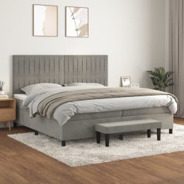 ŁÓŻKO KONTYNENTALNE Z MATERACEM 200X200CM JASNOSZARE AKSAMIT