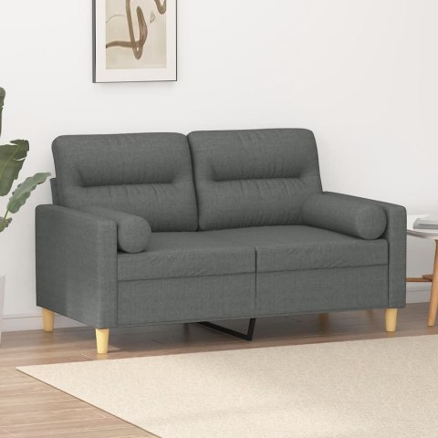 2-OSOBOWA SOFA Z PODUSZKAMI CIEMNOSZARA 120CM TKANINA
