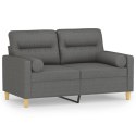 2-OSOBOWA SOFA Z PODUSZKAMI CIEMNOSZARA 120CM TKANINA