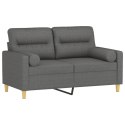 2-OSOBOWA SOFA Z PODUSZKAMI CIEMNOSZARA 120CM TKANINA