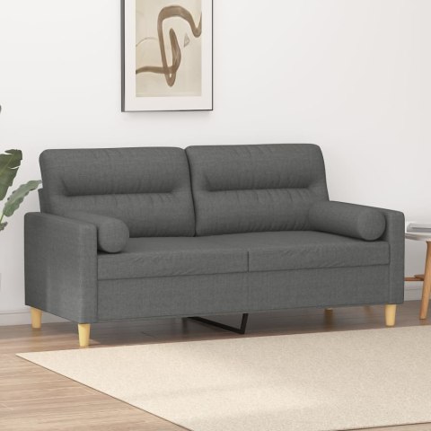 2-OSOBOWA SOFA Z PODUSZKAMI CIEMNOSZARA 140CM TKANINA
