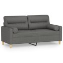 2-OSOBOWA SOFA Z PODUSZKAMI CIEMNOSZARA 140CM TKANINA