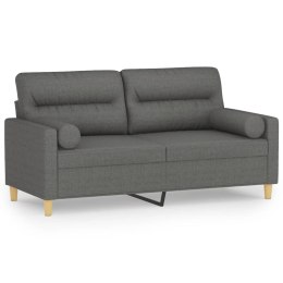 2-OSOBOWA SOFA Z PODUSZKAMI CIEMNOSZARA 140CM TKANINA