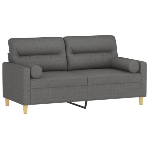 2-OSOBOWA SOFA Z PODUSZKAMI CIEMNOSZARA 140CM TKANINA