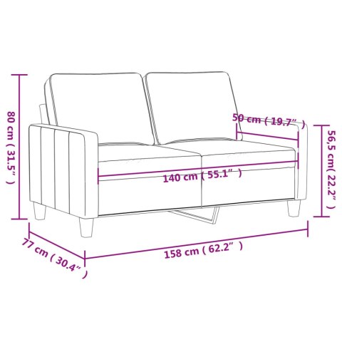 2-OSOBOWA SOFA SZARY 140CM SZTUCZNA SKÓRA