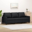 3-OSOBOWA SOFA CZARNA 180CM OBITA SZTUCZNĄ SKÓRĄ