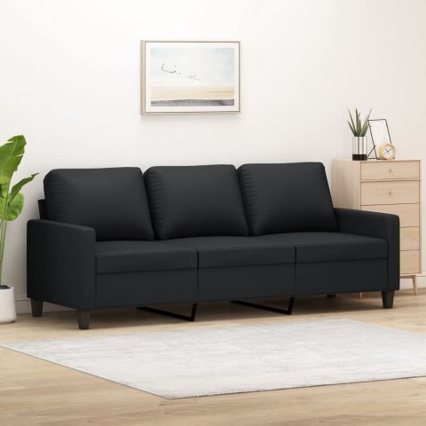 3-OSOBOWA SOFA CZARNA 180CM OBITA SZTUCZNĄ SKÓRĄ