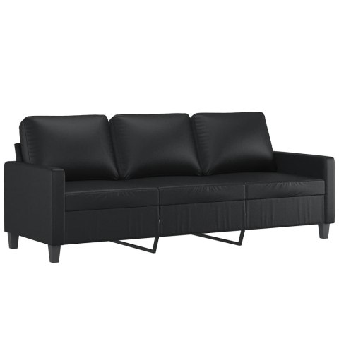 3-OSOBOWA SOFA CZARNA 180CM OBITA SZTUCZNĄ SKÓRĄ