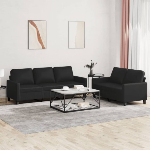 2-OSOBOWA SOFA Z PODUSZKAMI CZARNA SZTUCZNA SKÓRA