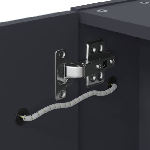 SZAFKA ŁAZIENKOWA Z LUSTREM I LED CZARNA 45X13X52CM