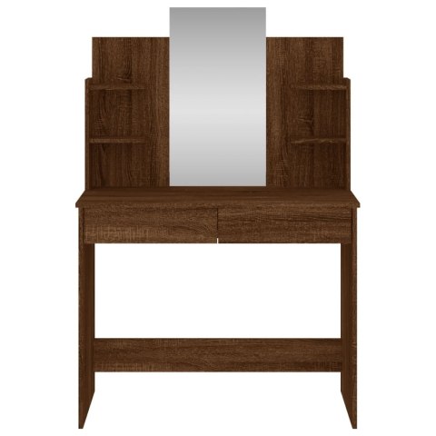 TOALETKA Z LUSTREM BRĄZOWY DĄB 96X39X142CM STOLIK KOSMETYCZNY