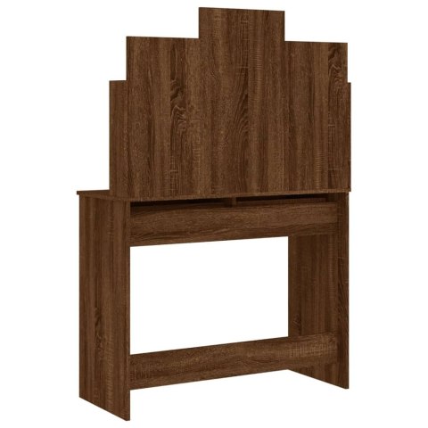 TOALETKA Z LUSTREM BRĄZOWY DĄB 96X39X142CM STOLIK KOSMETYCZNY
