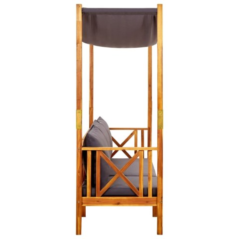 OGRODOWA ŁAWKA Z BALDACMEM I PODNÓŻKAMI DREWNO AKACJOWE