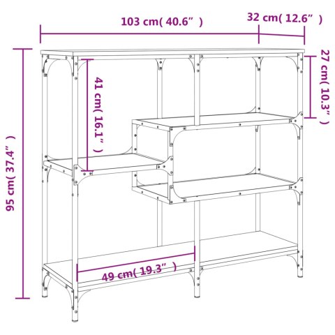 STOLIK KONSOLOWY BRĄZOWY DĄB 103X32X95CM