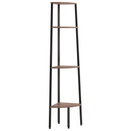 REGAŁ NAROŻNY 4 PÓŁKI CIEMNOBRĄZOWO-CZARNY 45,5X31,5X150CM