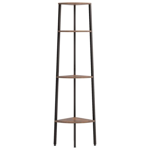 REGAŁ NAROŻNY 4 PÓŁKI CIEMNOBRĄZOWO-CZARNY 45,5X31,5X150CM