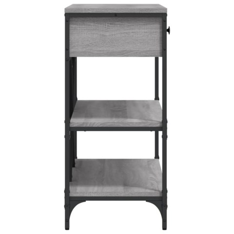 STOLIK KONSOLOWY Z SZUFLADAMI I PÓŁKAMI SZARY DĄB SONOMA