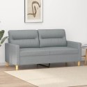 SOFA 2-OSOBOWA JASNOSZARA 140CM TAPICEROWANA TKANINĄ