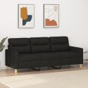 SOFA 3-OSOBOWA CZARNA 180CM TAPICEROWANA TKANINĄ
