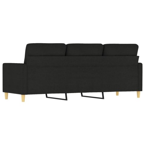 SOFA 3-OSOBOWA CZARNA 180CM TAPICEROWANA TKANINĄ