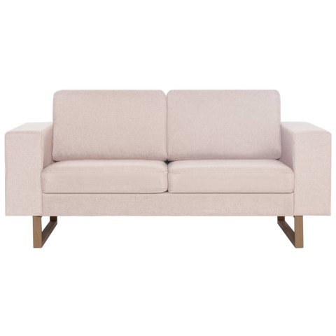 SOFA 2-OSOBOWA TAPICEROWANA TKANINĄ KREMOWA