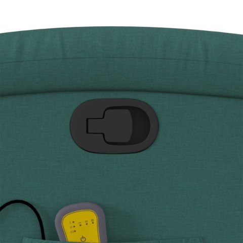 ROZKŁADANY FOTEL MASUJĄCY CIEMNOZIELONY OBITY TKANINĄ