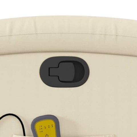 ROZKŁADANY FOTEL MASUJĄCY KREMOWE SZTUCZNA SKÓRA