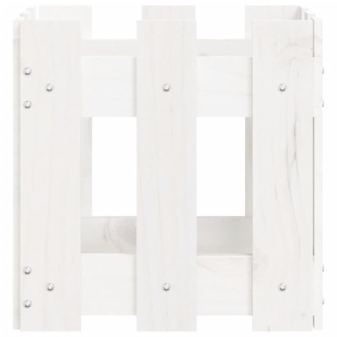 DONICA OGRODOWA Z PŁOTKIEM BIAŁA 30X30X30CM DREWNO SOSNOWE