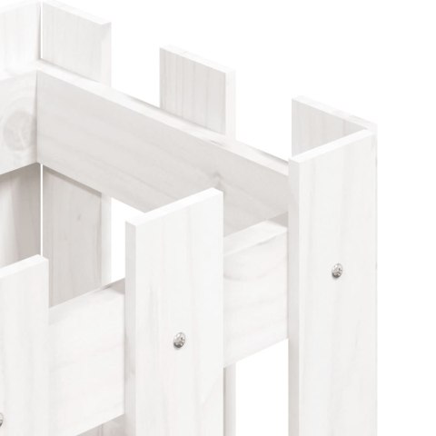 DONICA OGRODOWA Z PŁOTKIEM BIAŁA 30X30X30CM DREWNO SOSNOWE