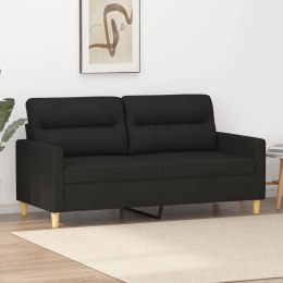 SOFA 2-OSOBOWA CZARNA 140CM TAPICEROWANA TKANINĄ