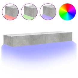 SZAFKI TELEWIZYJNE Z LED, 2 SZT., SZAROŚĆ BETONU, 60X35X15,5 CM