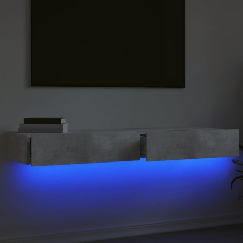 SZAFKI TELEWIZYJNE Z LED, 2 SZT., SZAROŚĆ BETONU, 60X35X15,5 CM