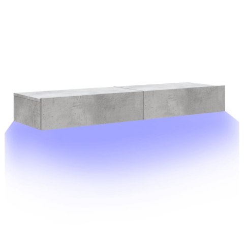 SZAFKI TELEWIZYJNE Z LED, 2 SZT., SZAROŚĆ BETONU, 60X35X15,5 CM