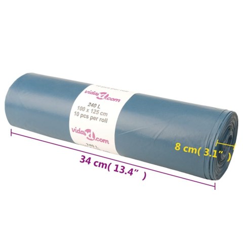 WORKI NA ŚMIECI 100 SZT. NIEBIESKIE 240 L