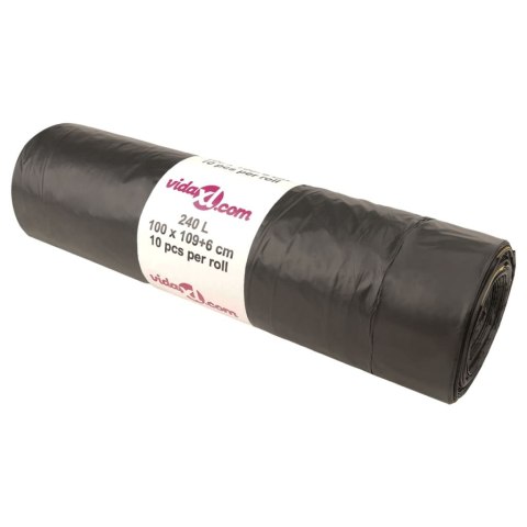 WORKI NA ŚMIECI ŚCIĄGANE TAŚMĄ 150 SZT. CZARNE 240 L